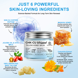 Baume <span class=keywords><strong>Visage</strong></span> au Suif de Bœuf Nourri à l'Herbe Marque Blanche, Crème Hydratante <span class=keywords><strong>Anti</strong></span>-Âge Stimulante du Collagène et Peptides de Cuivre GHK-Cu pour les Soins de la Peau - Product Image 1