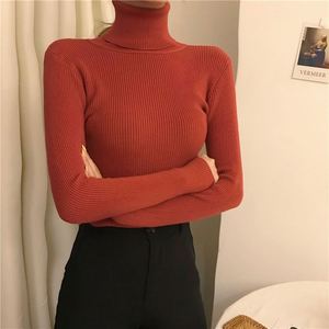 <span class=keywords><strong>Pull</strong></span> à manches longues pour femmes Col haut thermique Tops col roulé Femme Hiver Slim Jumpers Choker Sweaters - Product Image 2