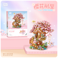 1149 PCS Mini Pink Cherry Blossom Tree House Bricks Set DIY Sakura Building Blocks Assembly untuk Anak Perempuan