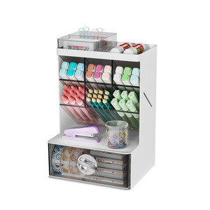 Slanted <b>Drawer</b> Style Four-Tier ABS <b>Plastic</b> Modern Multifunction Desk <b>Storage</b> Box Home Office Organizer Cosmetics Pens School - Product Image 1