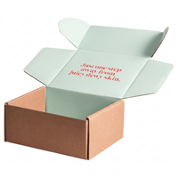 Boîte d'expédition en kraft naturel de luxe avec intérieur vert menthe pour l'expédition de produits de soin haut de gamme et boîte cadeau personnalisée