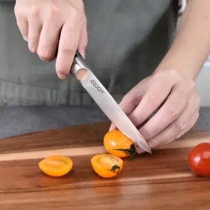 QXF سكين تقشير الفواكه بالمطبخ من الفولاذ المقاوم للصدأ 3.5 بوصة، سكين تقشير الفواكه حادة للغاية مع مقبض من الخشب البقري