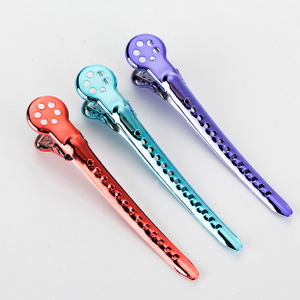 Pinzas para el cabello de acero inoxidable de 12 cm, pinzas de posicionamiento de colores para uso diario en salones de belleza, morado, azul, rojo ladrillo - Product Image 5