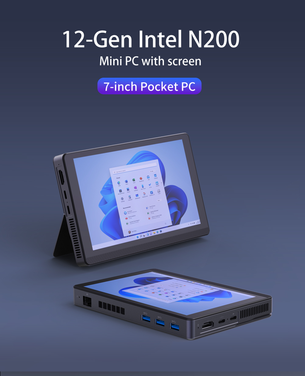 SIBOLAN Intel N200 Mini PC - 4K 144hz All-in-One Touch Screen
