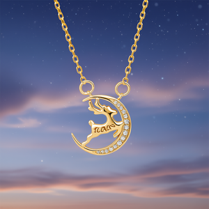 Collar con Colgante de Luna Ilas, Chapado en Oro, Aleación de Zinc, Circonita Cúbica, Piedra Redonda, Bonito, Unisex, para Uso Diario, Regalo, Joyería - Product Image 2