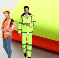 Hi Terlihat Oranye dan Kuning Polyester 300D Kain Oxford dengan PU Lapisan untuk Keamanan Seragam