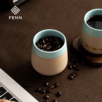 Tasse à thé en céramique FENN avec logo personnalisé, 220 ml, tasse à café, mug, tasse à expresso en argile, vaisselle en poterie, tasse en argile sans poignée pour cadeau