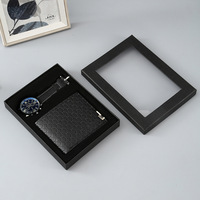Coffret cadeau, cadeau d'anniversaire, montre à quartz avec grand cadran, portefeuille, étui en cuir pour homme, fête des pères, Noël et Saint-Valentin