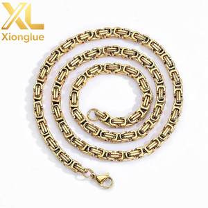 Vintage Hop Stainless Steel Zircon 18K Gold Plated Unisex Necklace Bracelet Set - Product Image 6