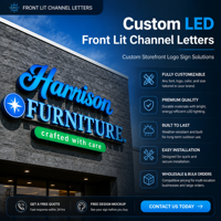 Letras de Canal LED con Iluminación Frontal Personalizadas para Fachadas de Tiendas, Letrero 3D para Exteriores, Letrero Acrílico Luminoso, Letrero con Letras LED para Exteriores
