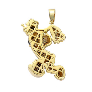 Ciondolo Popeye da uomo <span class=keywords><strong>con</strong></span> micro zirconi intarsiati, collana hip-hop <span class=keywords><strong>con</strong></span> catena a corda in lega di rame placcata oro - Regalo di anniversario - Product Image 4