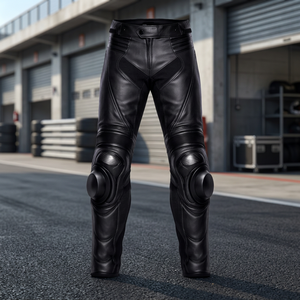 Pantalon de moto en cuir de vache véritable noir – Style course - Product Image 3