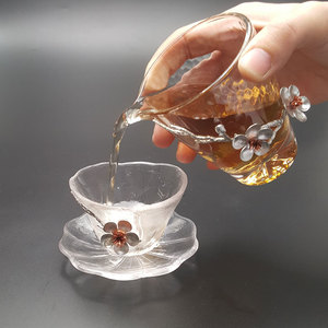 La migliore vendita di bere Teaware resistente al calore tazza <span class=keywords><strong>da</strong></span> tè e sottobicchiere <span class=keywords><strong>in</strong></span> <span class=keywords><strong>vetro</strong></span> piattini per versare il tè - Product Image 1