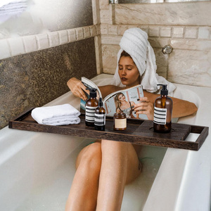 Plateau <span class=keywords><strong>de</strong></span> bain pour <span class=keywords><strong>baignoire</strong></span> : Étagère <span class=keywords><strong>de</strong></span> bain en bois <span class=keywords><strong>de</strong></span> 31 pouces avec poignées, style rustique et simple pour salle <span class=keywords><strong>de</strong></span> bain - Product Image 4