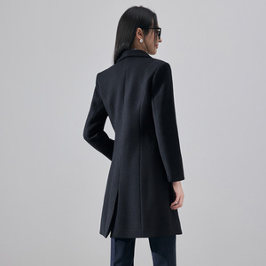 Women's Professional Wool Coat Navy Blue Thickened Warm Workwear Office Uniform - Product Image 4
