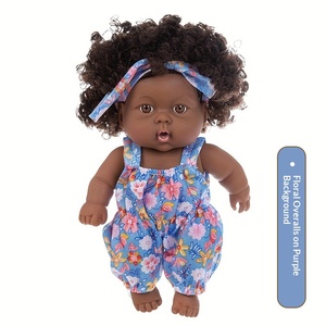 8-inch African Black Doll Cute Doll Accompanying Children's Doll <b>Vinyl</b> Rebirth Doll Children's Toy - Product Image 2