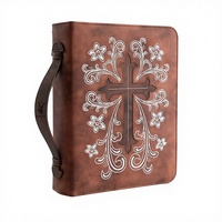 Funda para Biblia para Mujer, Bolsa de Biblia de Cuero PU con Pestañas, Marcadores, Bolígrafos, Estuche de Transporte para Libros con Asa Grande, Regalos Cristianos