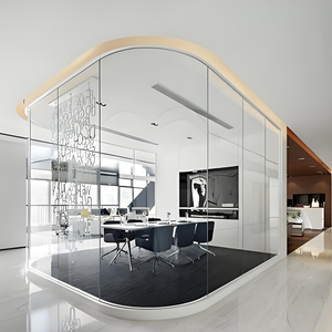 ผนังกั้นกระจกไร้กรอบกันไฟติดผนังติดตั้งเร็วมองเห็นได้ชัดเจนแบบพาโนรามา - Product Image 4