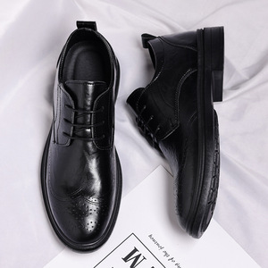 Chaussures en cuir pour hommes, élégantes et décontractées, style brogue, tendance Derby, en cuir souple rehaussé pour jeunes hommes - Product Image 3