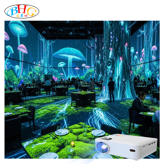 Professional Interactive Projector 360 Degree Video Immersive Projection Mapping System for Complete Restaurant Environment