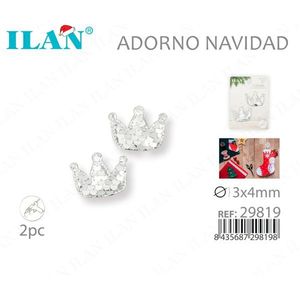 Decorazione natalizia Iln Corona 3x4mm Argento 2 pezzi - Product Image 3