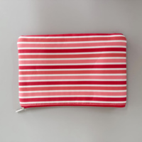 Pochette de maquillage légère en néoprène rayé imprimé, organiseur plat et fin avec fermeture éclair métallique pour sac à main femme, cosmétiques, cadeau promotionnel