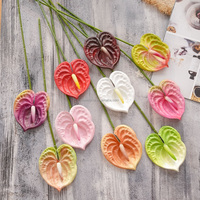 Batang Anthurium Buatan Mini untuk Dekorasi Meja Mewah, Bunga Lily Flamingo Tiruan Sentuhan Asli untuk Rangkaian Bunga Pernikahan