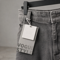 Étiquettes suspendues sur mesure en carton blanc épais imprimé feuille d'or écologique, rectangulaires hautes, gris nacré, impression monochrome pour sacs et chaussures