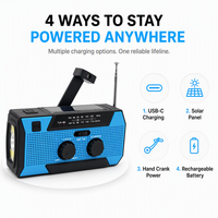AM FM Solar Hand Crank 5000mAh Phone Charger LED Flashlight SOS Alarm Portable Hiking Disaster Survival Radio