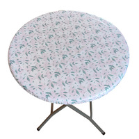 Nappe Ronde Ajustée en Vinyle avec Bord Élastique 100% Imperméable Facile à Nettoyer Nappe de Noël en PVC Décorative