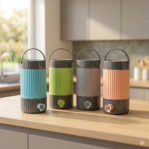 Distributeur de boissons portable Anax en plastique 5L avec poignée, bec verseur à bouton-poussoir, sans BPA, design moderne, maintien thermique 12-24h, paille, compatible lave-vaisselle - Product Image 3