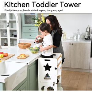 Taburete de madera convertible 4 en 1 Montessori Learning Tower para niños con pizarra para niños pequeños - Product Image 4