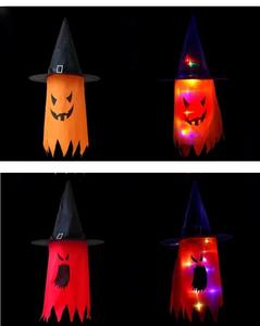 Chapeau de sorcière lumineux et coloré pour décorations de fête d'Halloween avec accessoires de scène, chapeau de magicien à bord festonné et pendentif fantôme - Product Image 6