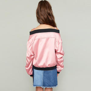 Smocked <b>Children</b> Clothing Wholesale Quilted Off Shoulder Satin Bomber <b>Jackets</b> - Product Image 2