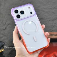 Nouvelle coque de téléphone magnétique avec airbag aux quatre coins, couleur dégradée, en PC+TPU+TPE pour iPhone 17 Pro Max