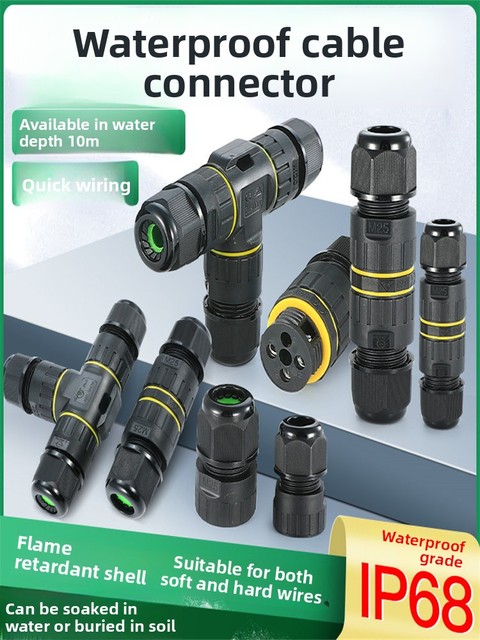 Outdoor IP68 Waterproof ABS Connector Underwater Buried Three-way Straight-through Three-core Cable Terminal
