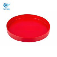 Plateau de service rond rouge en plastique durable antidérapant de qualité commerciale pour restaurant, café, hôtel - Vente flash