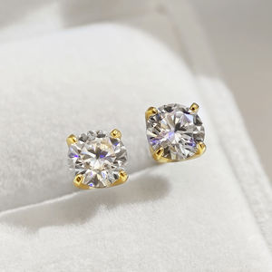Fashion Stud <b>Earrings</b> Bling CZ 18K Gold Plated Round Cut 5mm 7mm Zircon Dainty <b>Earrings</b> <b>for</b> <b>Women</b> - Product Image 1