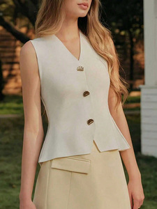 <span class=keywords><strong>Cardigan</strong></span> en tricot élégant et décontracté pour femme, couleur unie, avec un simple col en V, adapté comme un <span class=keywords><strong>gilet</strong></span> <span class=keywords><strong>ou</strong></span> un pull. - Product Image 5