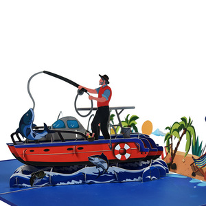 Tarjeta emergente de pesca con sobre, tarjetas de cumpleaños de pescador para el Día del <span class=keywords><strong>Padre</strong></span> para papá, tarjeta de <span class=keywords><strong>jubilación</strong></span> tarjetas de felicitación emergentes 3D de viaje - Product Image 5