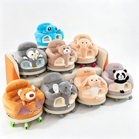 Canapé d'apprentissage pour enfant avec roulettes, siège en peluche cristalline, patins amovibles, balançoire multifonctionnelle pour jouer