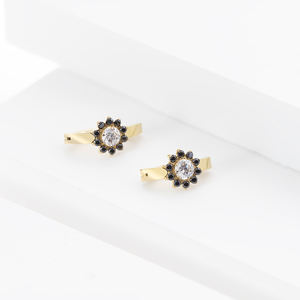 เครื่องประดับเจาะสะดือแบบคลิกเกอร์ ไทเทเนียมรูปดอกไม้ ประดับเพชร CZ สำหรับผู้หญิง แบบโค้ง - Product Image 3