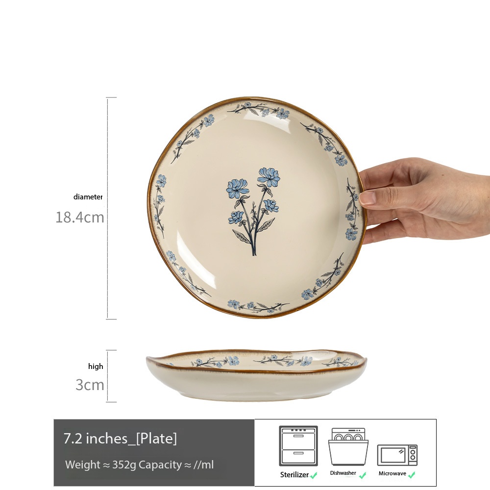 Assiette irrégulière blanc lait, 7,2 pouces