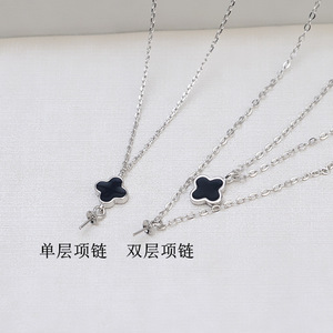 S925 Silver Lucky Grass Drop Gel Earring <b>Necklace</b> Ring <b>Set</b> with <b>Pearl</b> Empty Tray Women's DIY Fashion Jewelry Accessories 1284 - Product Image 3