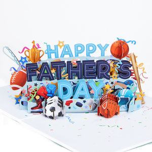 Nouvelle carte de vœux créative 3D pop-up pour la fête des pères, impression UV écologique, <span class=keywords><strong>merci</strong></span> <span class=keywords><strong>papa</strong></span> - Product Image 1