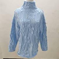 Pull en maille de luxe à col montant couleur unie avec détails ajourés, collection Printemps 2026, pour la vente en gros aux boutiques mondiales, personnalisation OEM/ODM