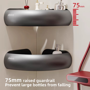 Étagère <span class=keywords><strong>de</strong></span> <span class=keywords><strong>salle</strong></span> <span class=keywords><strong>de</strong></span> bain, sans perçage, à fixer au mur au-dessus du lavabo, support <span class=keywords><strong>de</strong></span> rangement pour gel douche - Product Image 2