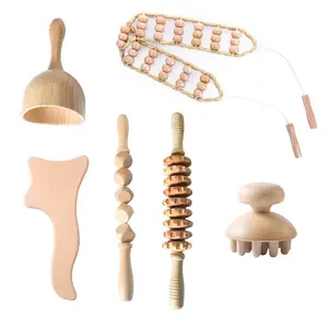 Khuyến mãi liệu pháp gỗ massage công cụ thoát bạch huyết cơ thể massager, cốc gỗ massage con lăn dính Contouring Board Kit