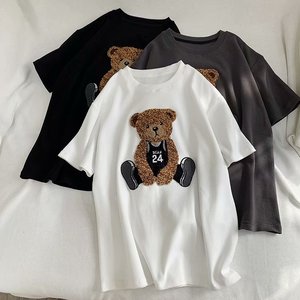 T-shirt con Logo personalizzato produttore Little Fly Bird T-shirt ricamata girocollo creativa Unisex T-shirt ricamata con asciugamano fantasia - Product Image 2
