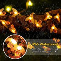 Luces LED Solares Personalizadas al por Mayor con Forma de Abeja, 5M 20LED, Impermeables IP65, OEM ODM, Etiqueta Privada, Personalización de Color para Navidad